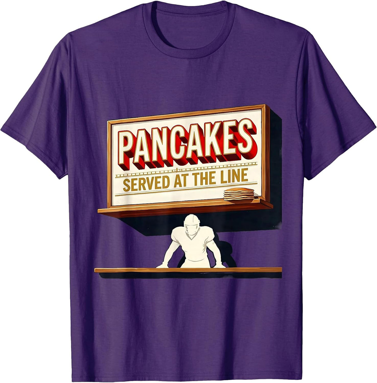 Men's Pancakes Served At The Line Funny Football Lineman Gift T-Shirt - Purple