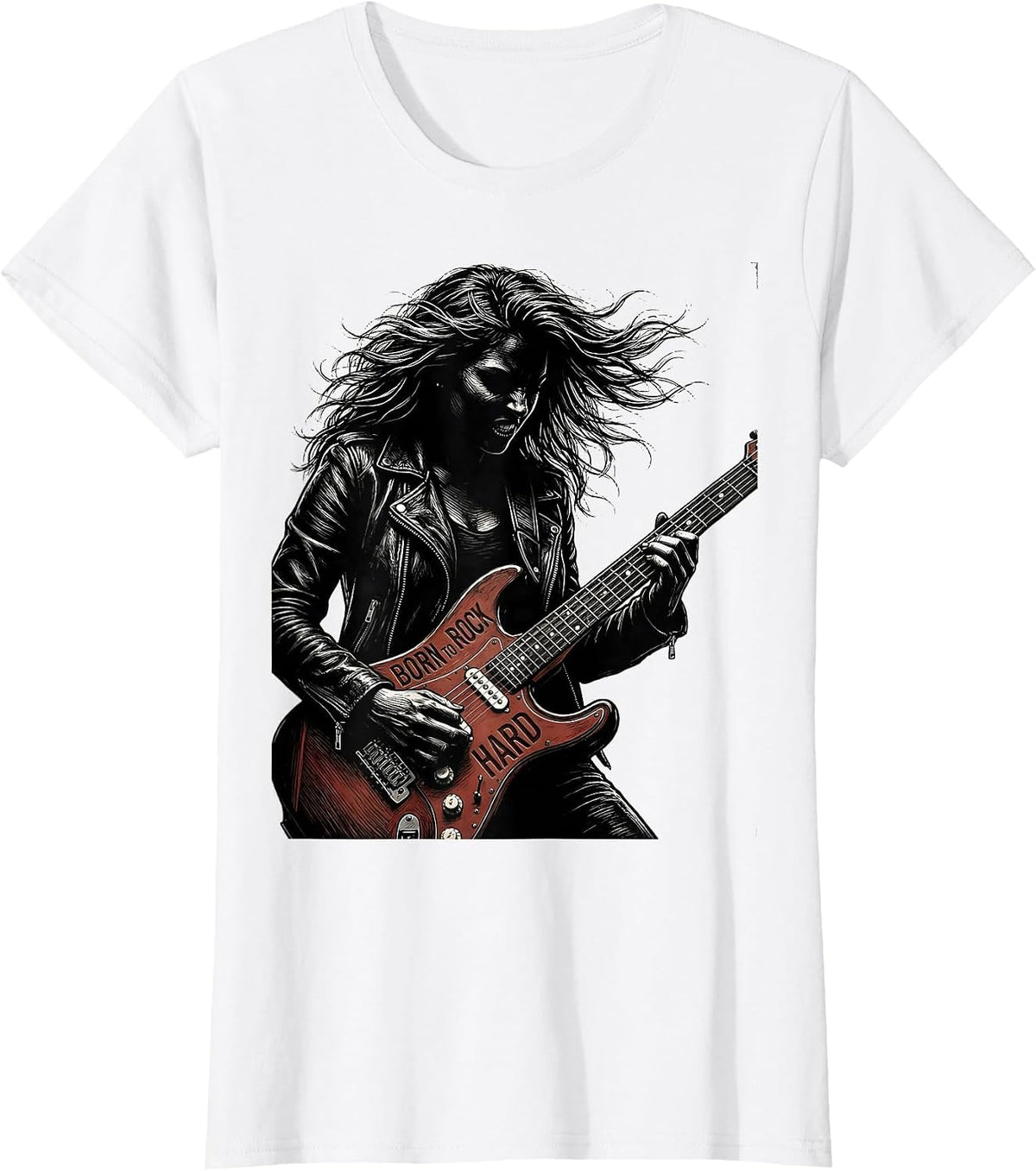 Born to Rock Hard Band Music Design T-Shirt - White