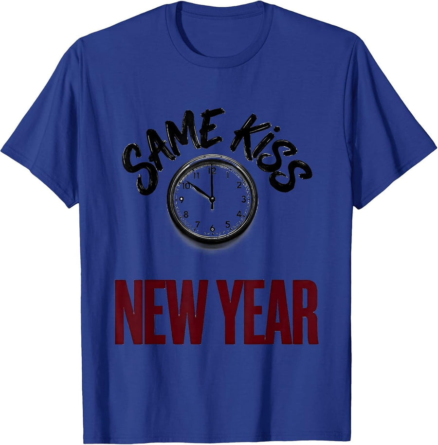 Same Kiss New Year Funny Matching Couple New Years Eve T-Shirt - Royal Blue