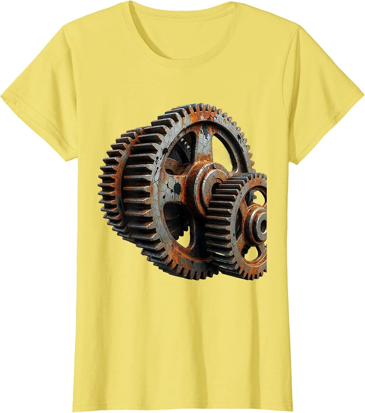 Labor Day Industrial Gears Illustration T-Shirt - Lemon Yellow