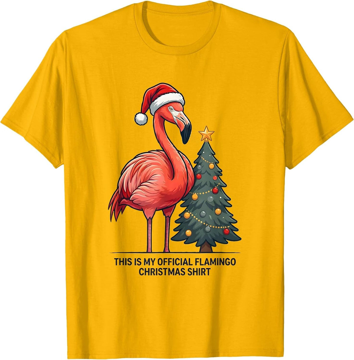 This Is My Official Flamingo Christmas Shirt Funny T-Shirt - Golden Yellow