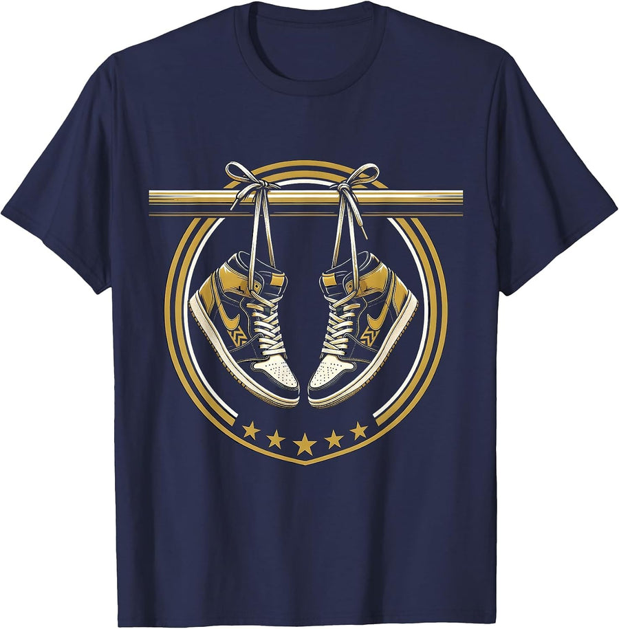 Sneakers on the Bridge College Campus Graphic T-Shirt - Navy Blue