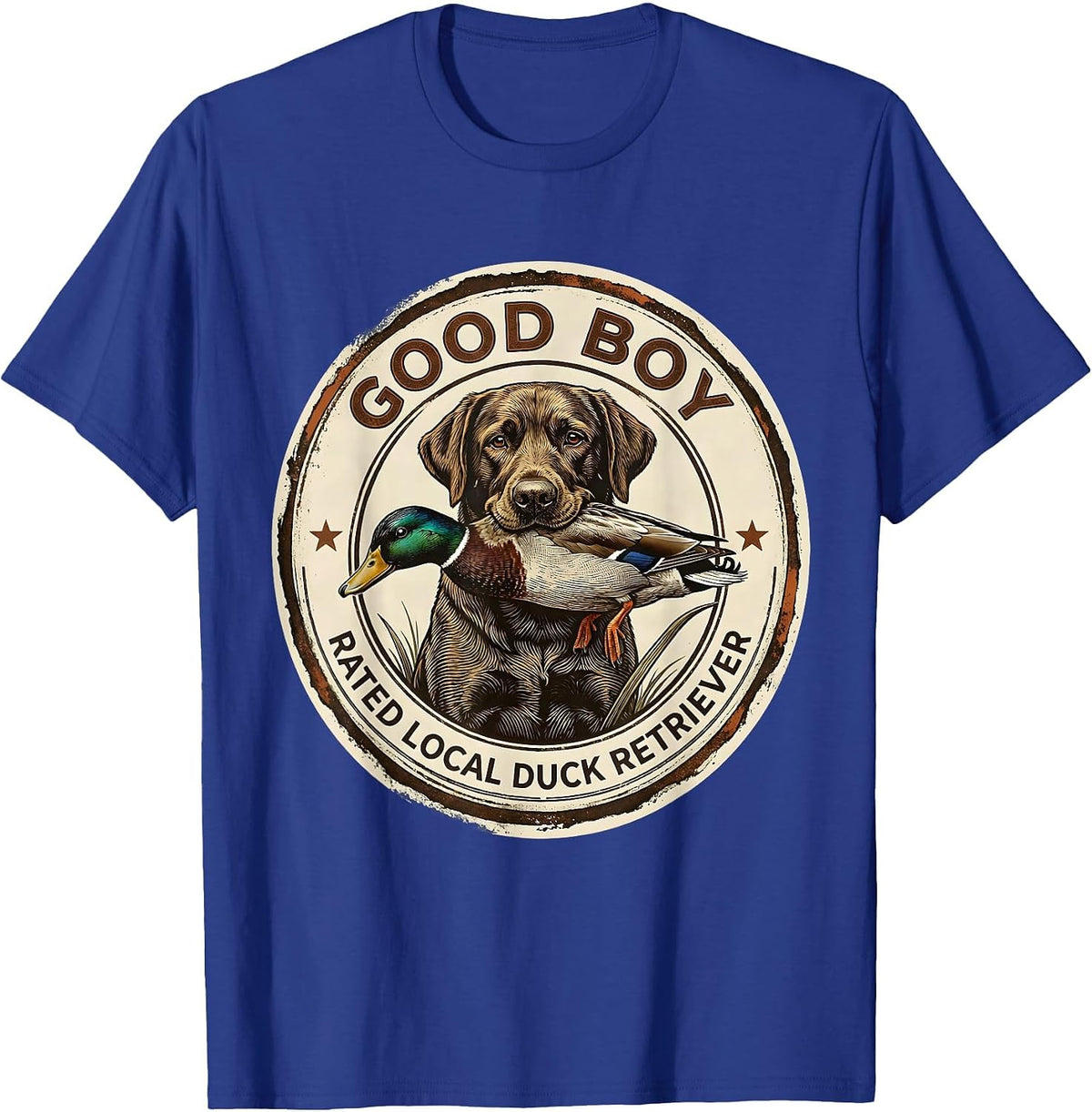 Men's Good Boy, Rated Local Duck Retriever Vintage Labrador T-Shirt - Royal Blue