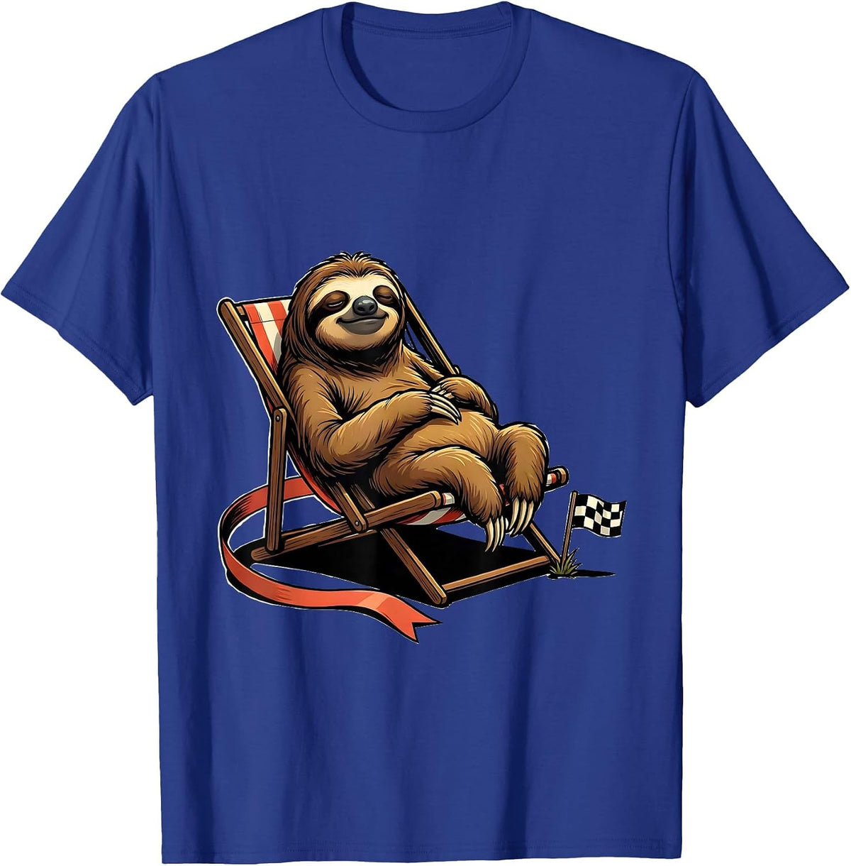 Calm Sloth Lounging Funny Animal Lover Humor T-Shirt, Men, Royal Blue, XX-Large - As Pictured