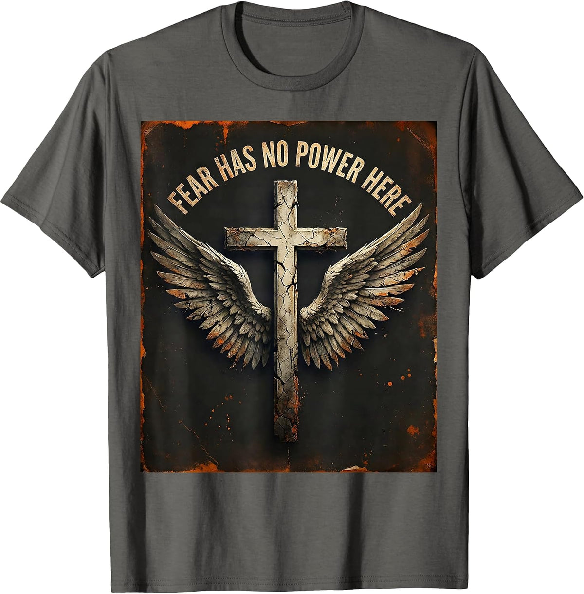 Faith Over Fear Has No Power Here Design T-Shirt - Asphalt Grey
