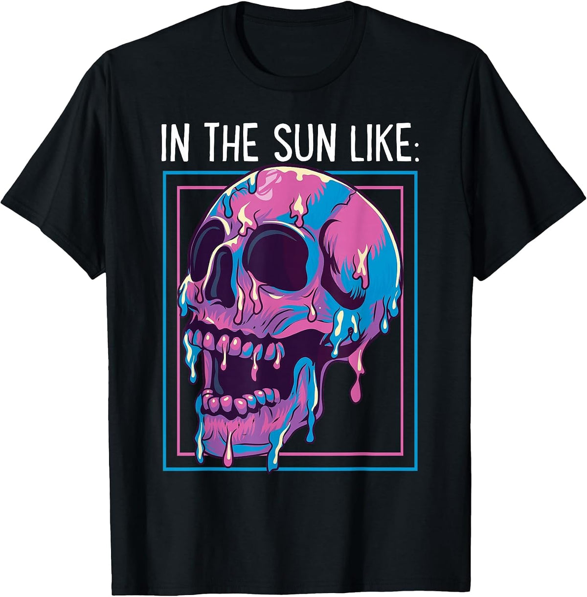Pastel Goth Melting Skull in The Sun Like T-Shirt - Black