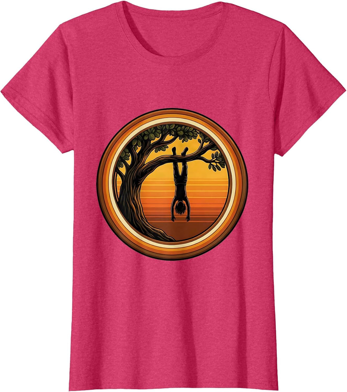 Women's Boy Mom Upside Down Tree Climbing Adventure T-Shirt - Red Heather