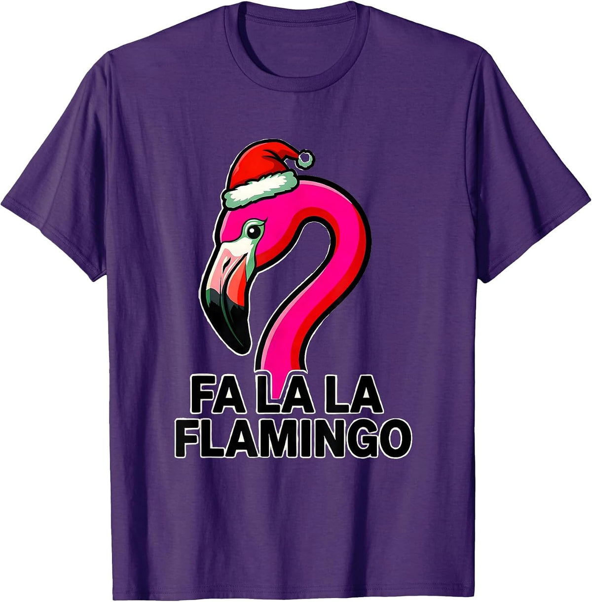 Fa La La Flamingo Cartoon Christmas Pun Humor Flamingo Lover T-Shirt - Purple