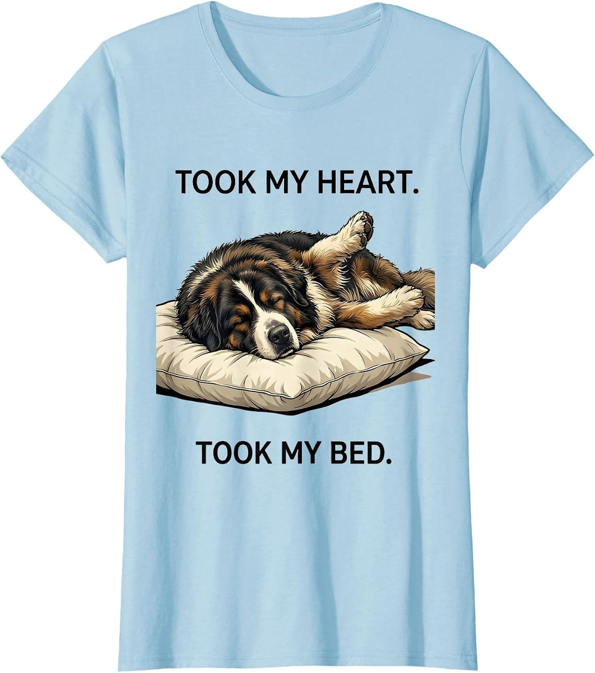 Women's Took My Heart Took My Bed Great Pyrenees Official Sleepshirt T-Shirt - Baby Blue