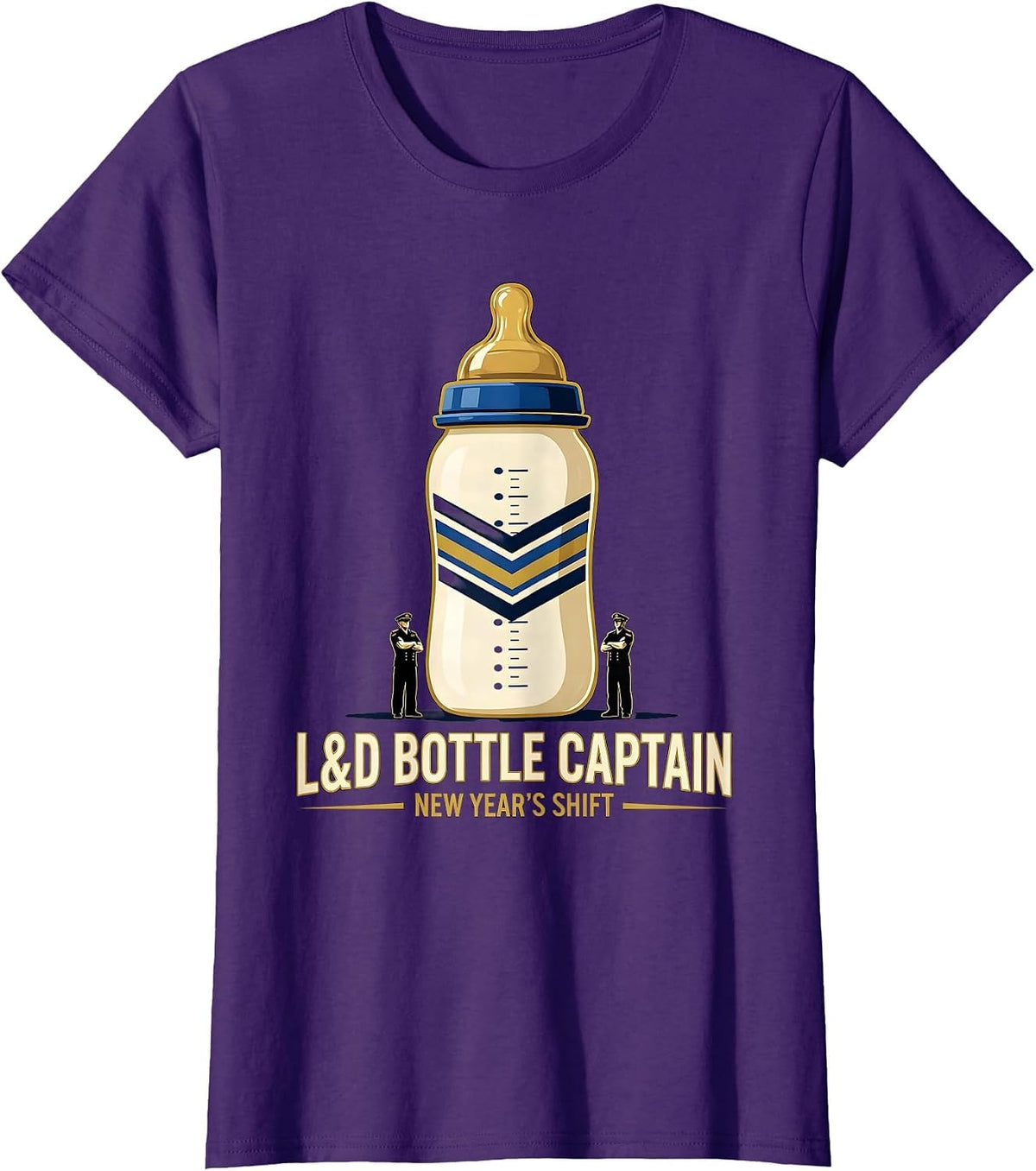 Women's L&D BOTTLE CAPTAIN, NEW YEAR'S SHIFT Humor Nurse New Year T-Shirt - Purple