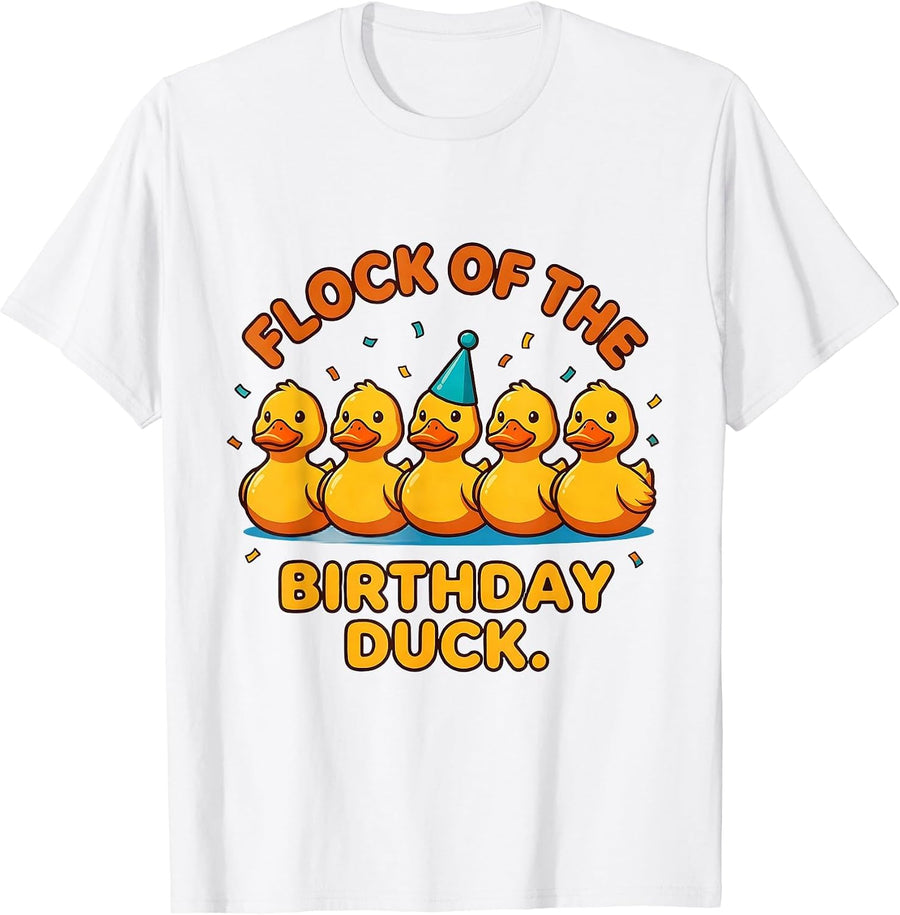 Men's Flock of the Birthday Duck Funny Duck Lover Family Humor T-Shirt - White