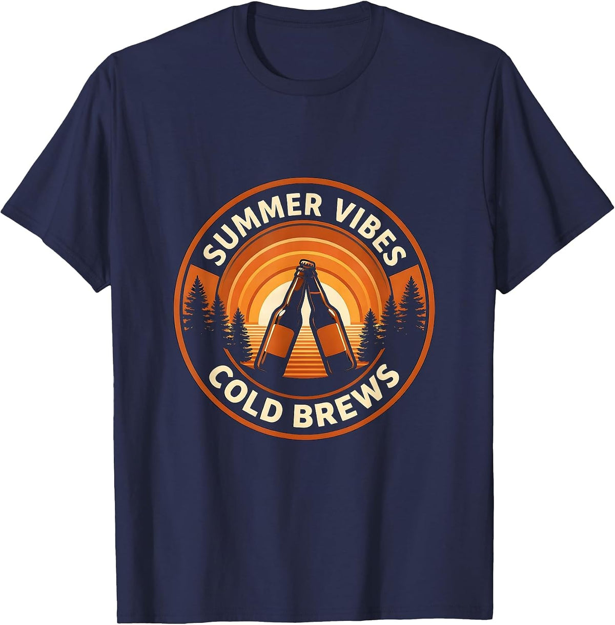 Summer Vibes Cold Brews Labor Day Beer Toast T-Shirt - Navy Blue
