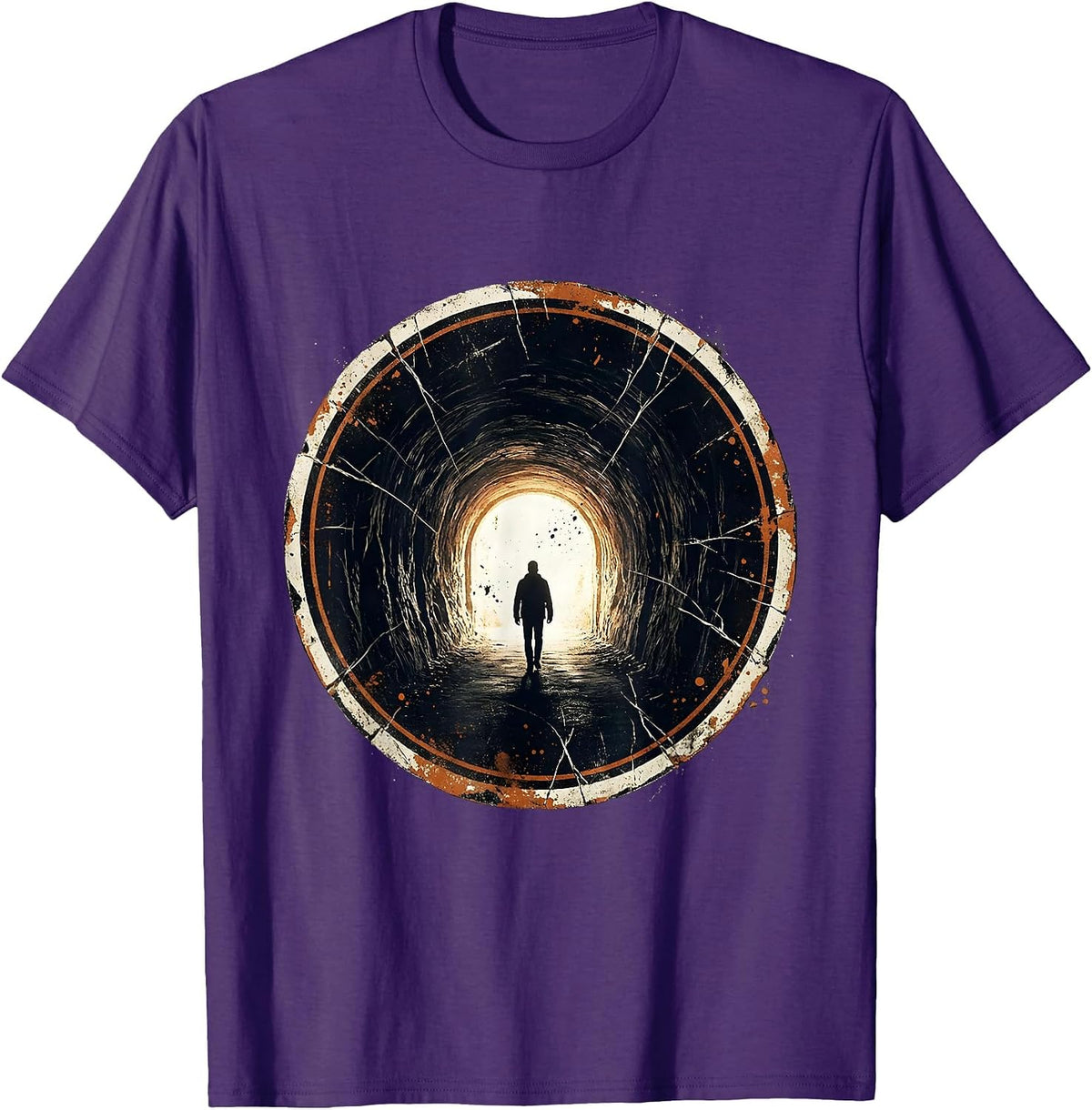 Faith Over Fear Dark Tunnel Toward the Light T-Shirt - Purple