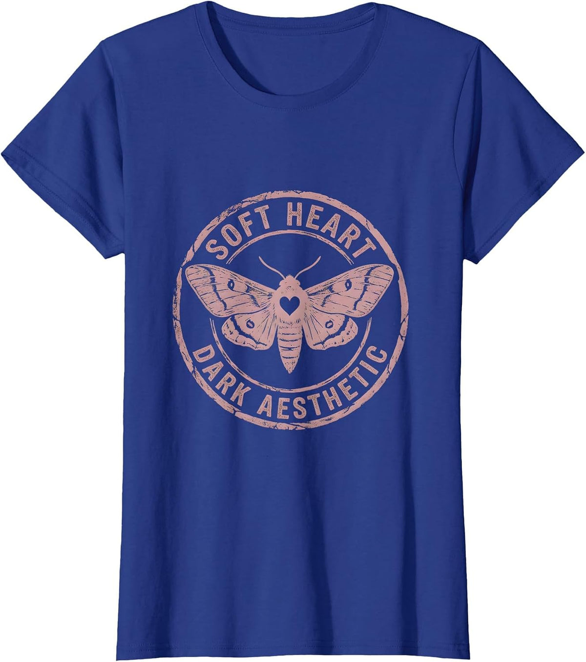 Women's Soft Heart Dark Aesthetic Goth Design T-Shirt - Royal Blue