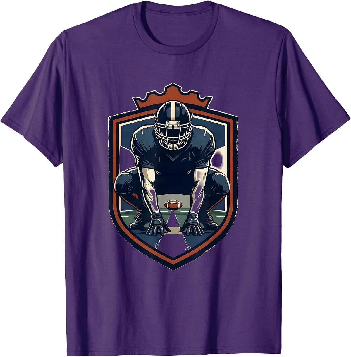 Men's Lineman Shield Emblem Football Player Humor T-Shirt - Purple