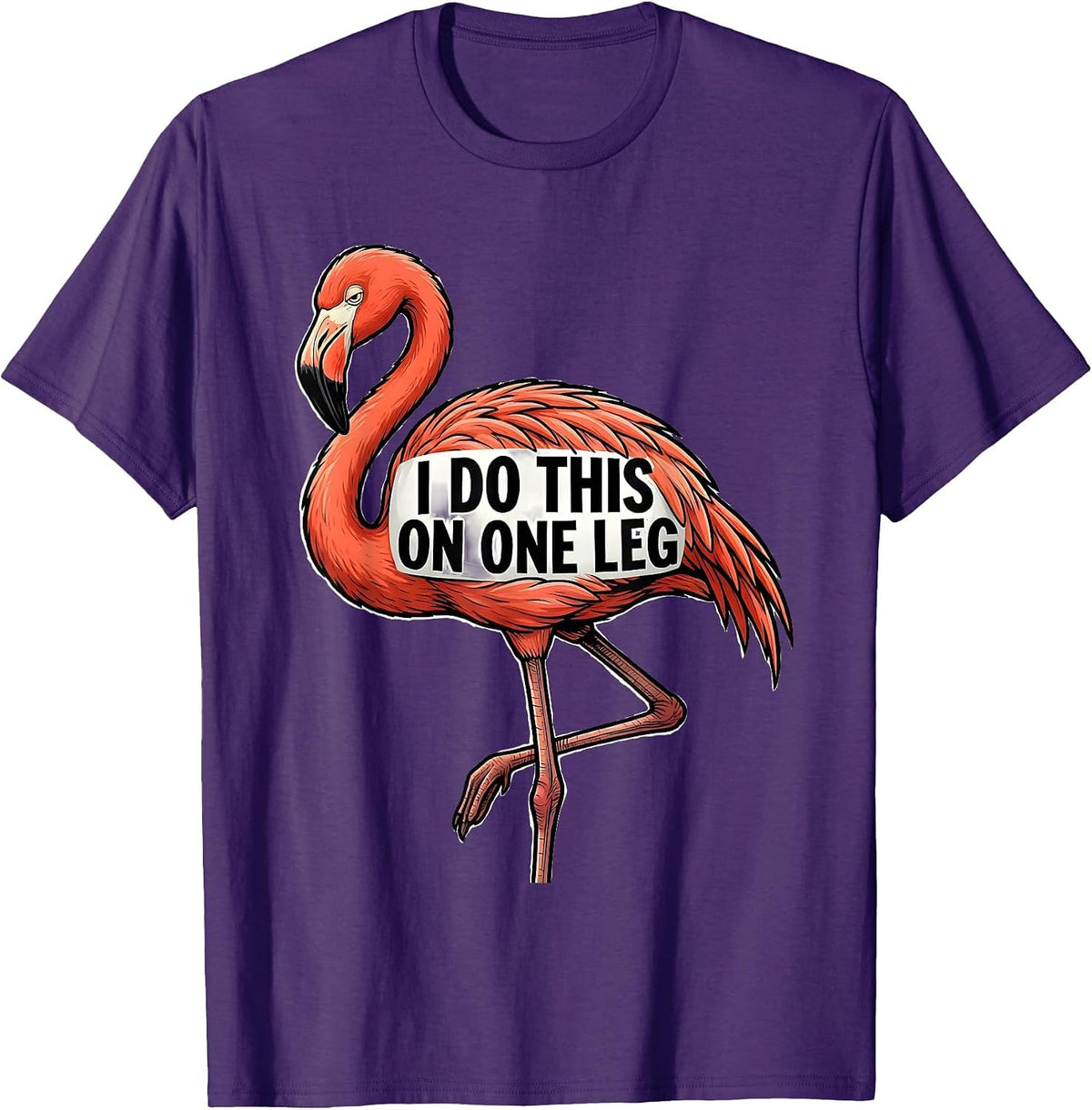 I Do This On One Leg Funny Flamingo Novelty Bird Lover Gift T-Shirt - Purple