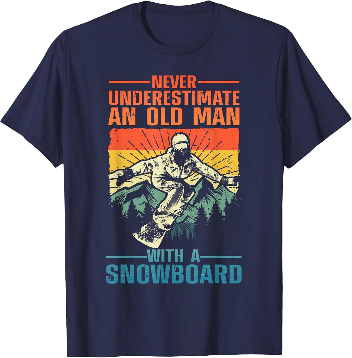 Cool Snowboarding Art for Men Grandpa Dad Winter Snowboarder T-Shirt - Navy Blue