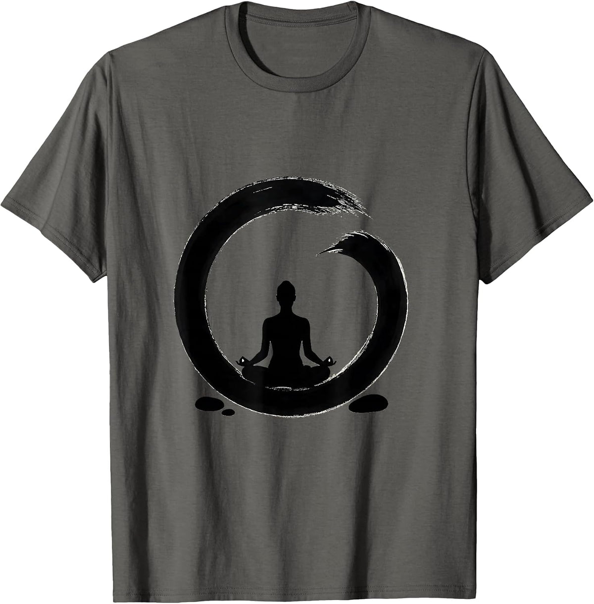 Men's Meditation Enso Silhouette Zen Balance Tai Chi Gift T-Shirt - Asphalt Grey
