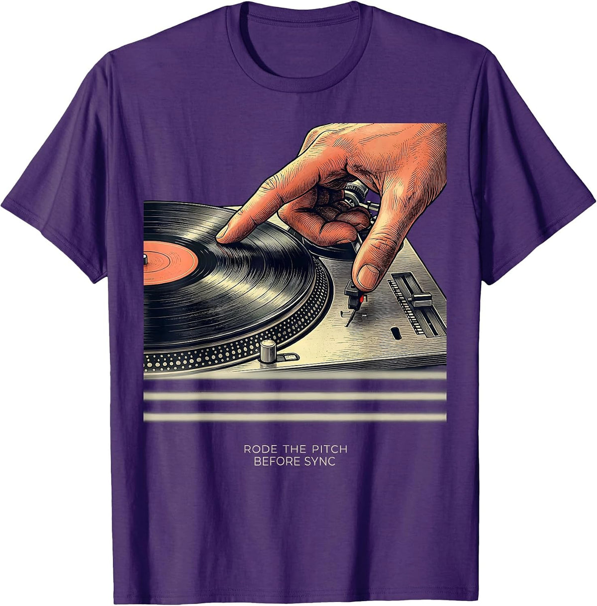 Rode The Pitch Before Sync Funny DJ Gift Retro Music Mixing T-Shirt - Purple