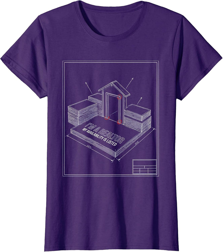 Women's I'm A Realtor, My Availability Is Listed Funny Realtor Gift T-Shirt - Purple