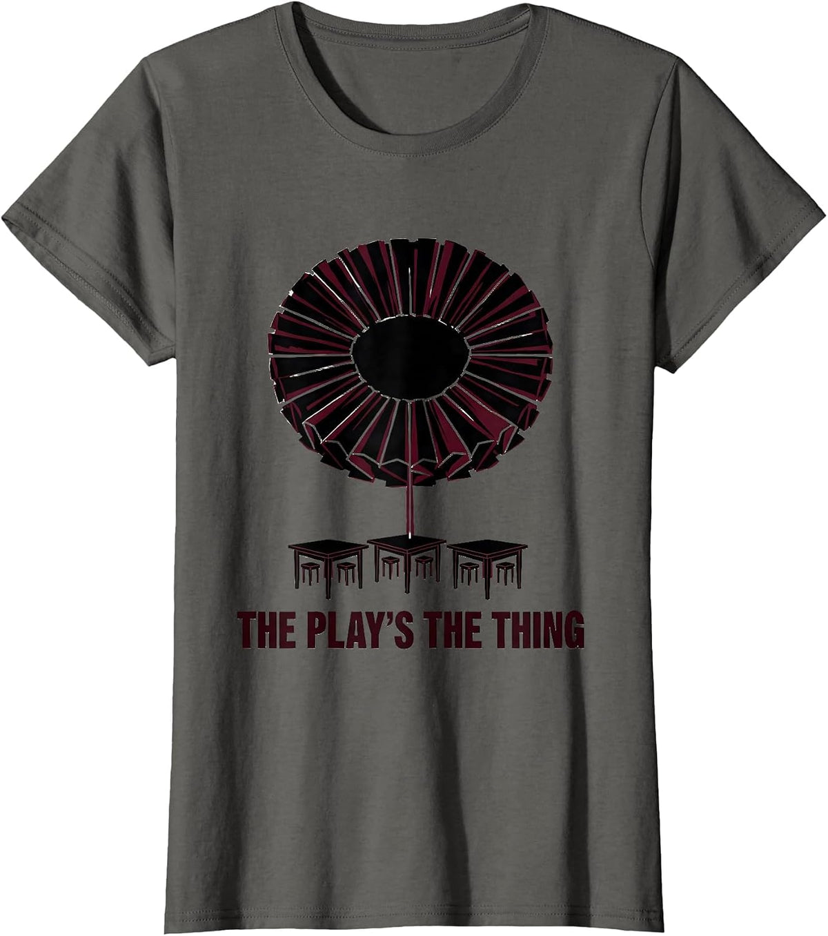 Women's The Play's The Thing Vintage Shakespeare Quote Literature T-Shirt - Asphalt Grey