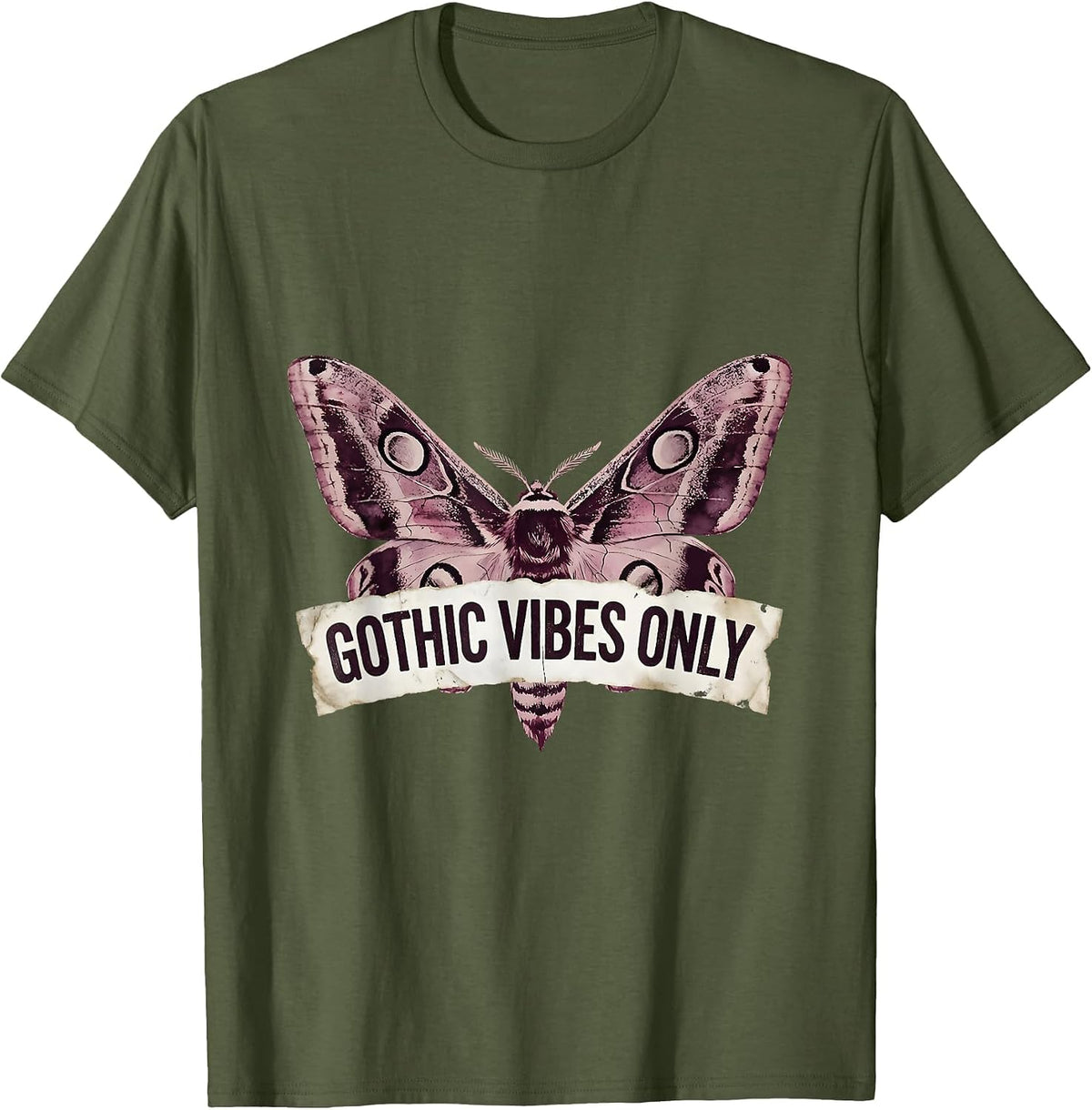 Gothic Vibes Only Dark Aesthetic Goth Men Design T-Shirt - Olive Green
