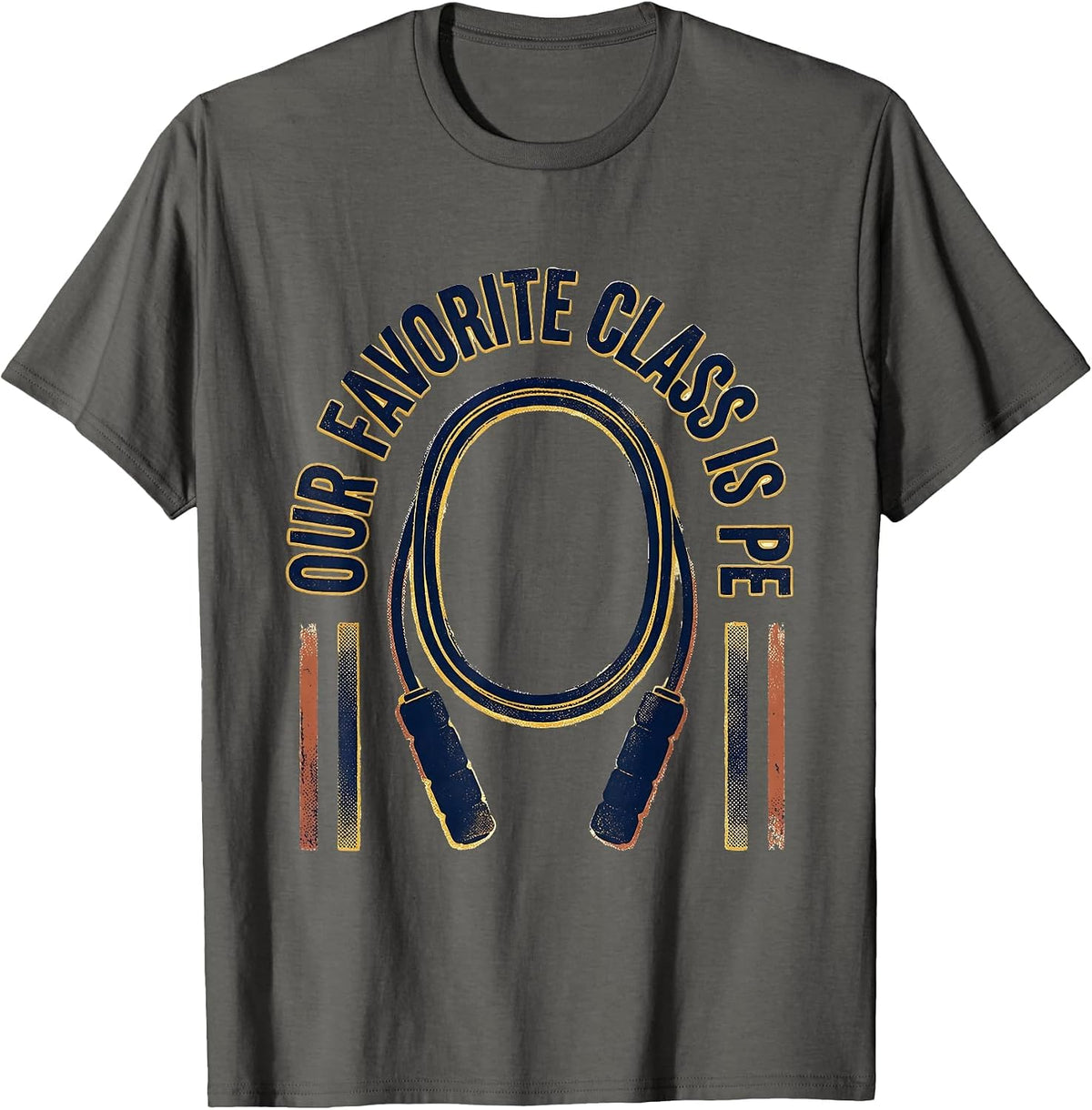 Our Favorite Class Is PE Distressed PE Teacher Back T-Shirt - Asphalt Grey