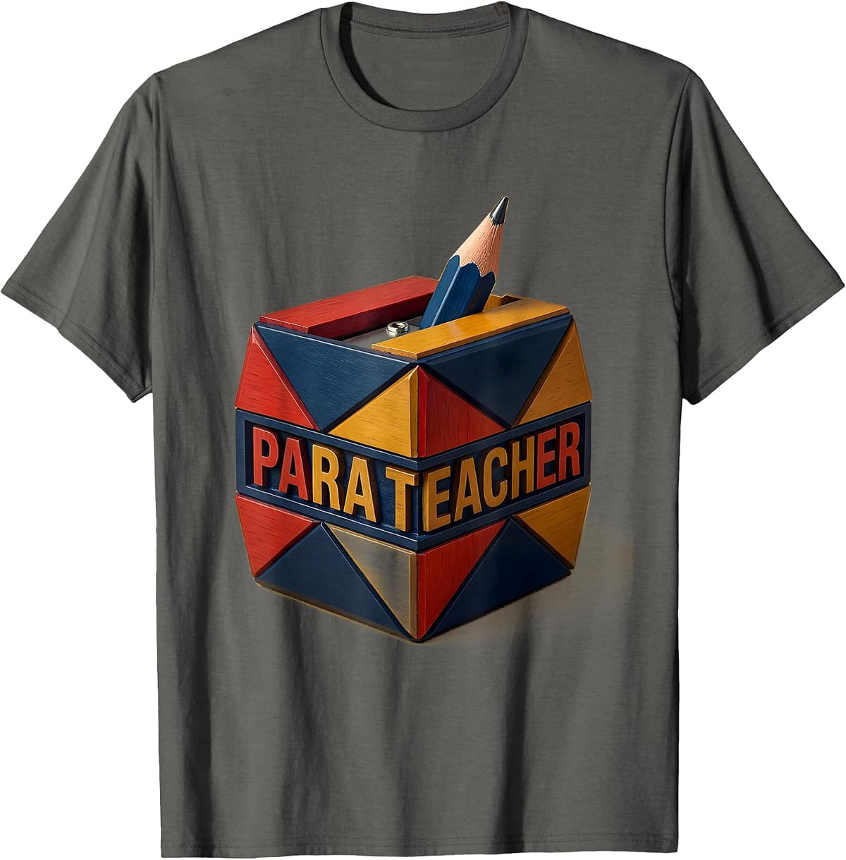 Para Teacher Retro Pencil Sharpener Back To School Teacher T-Shirt - Asphalt Grey