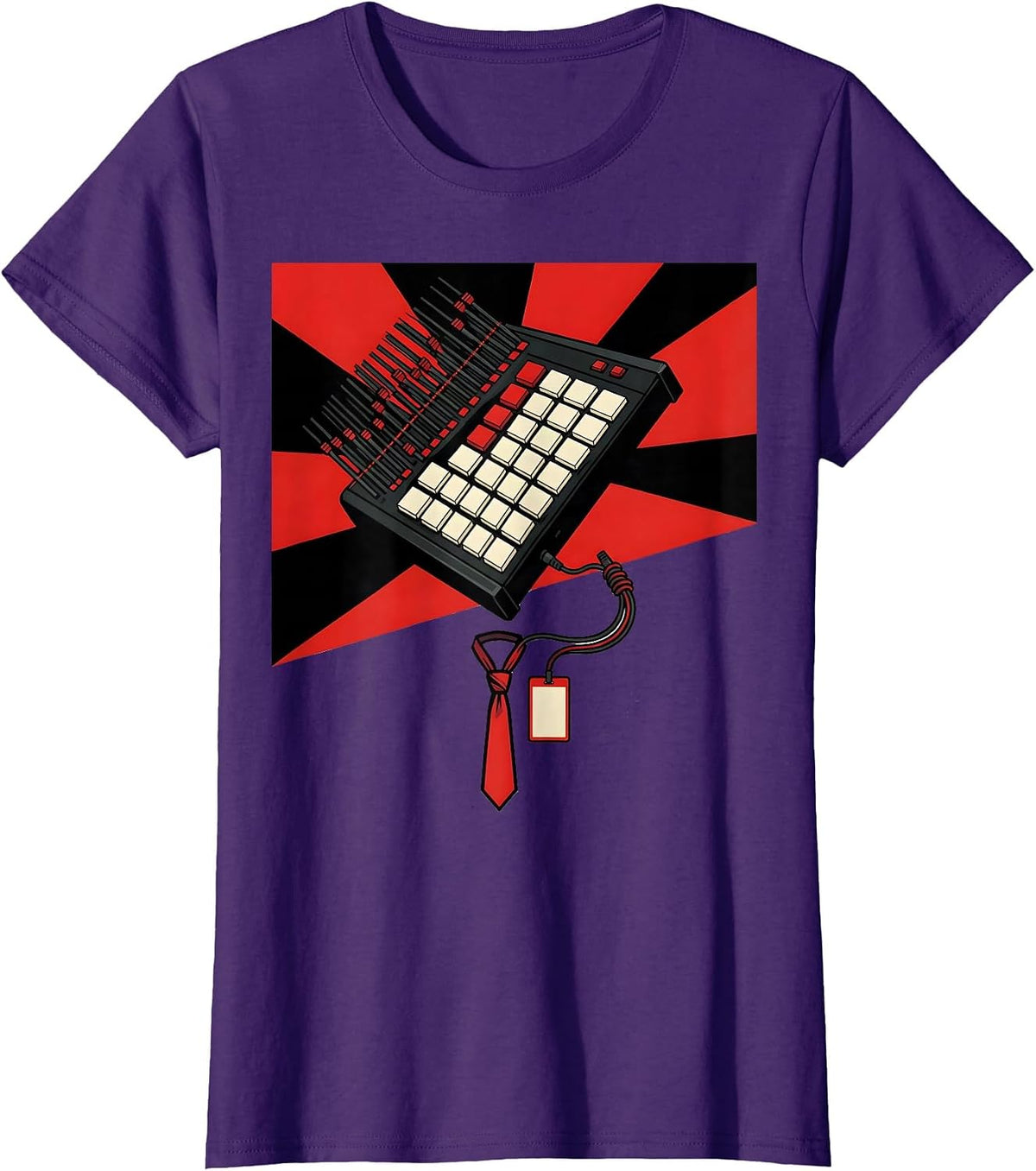 Women's Drum Machine Retro Hip Hop Throwback Graphic T-Shirt - Purple