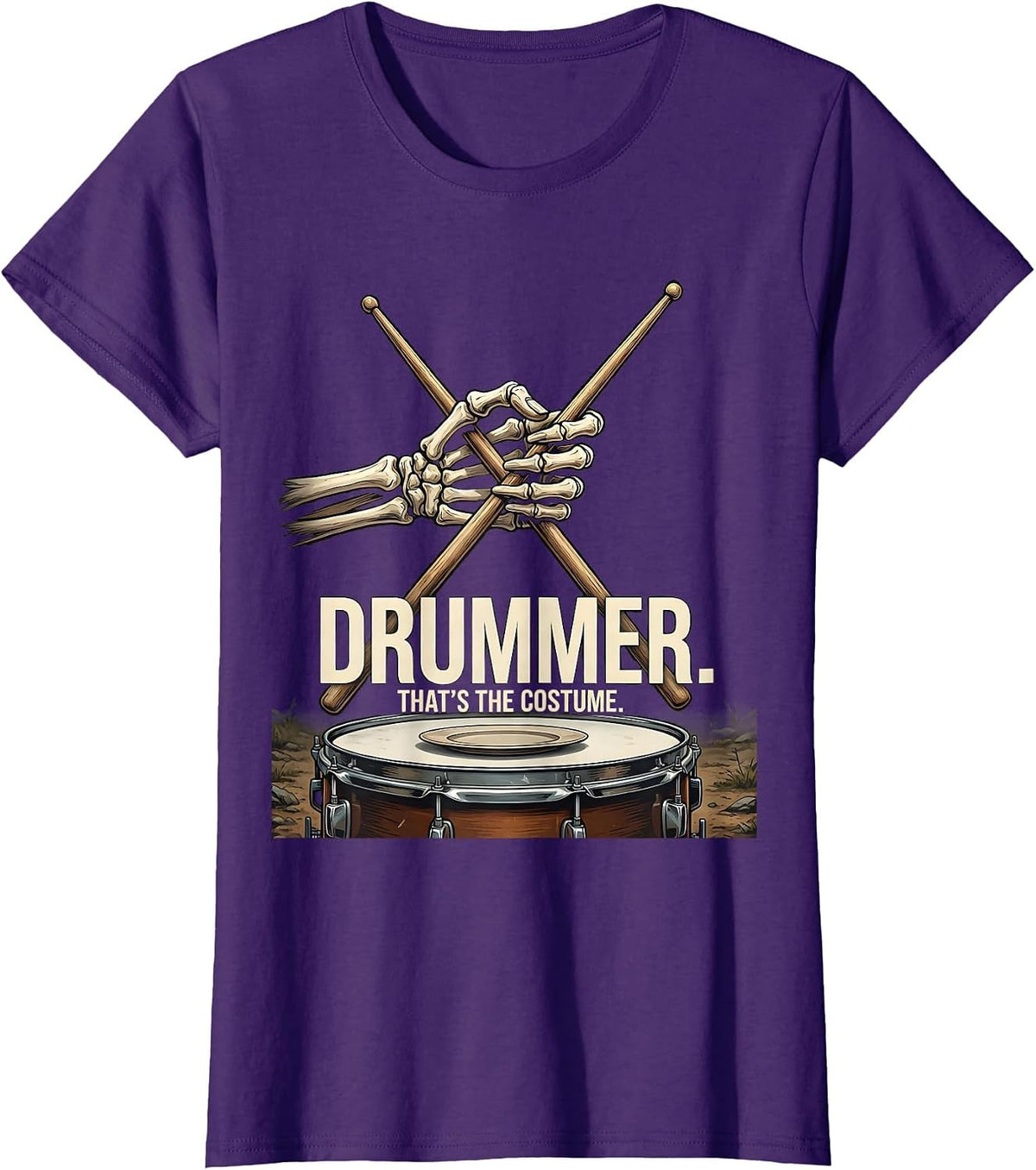 Women's Drummer. That's The Costume Punk Rock Skeleton Halloween T-Shirt - Purple