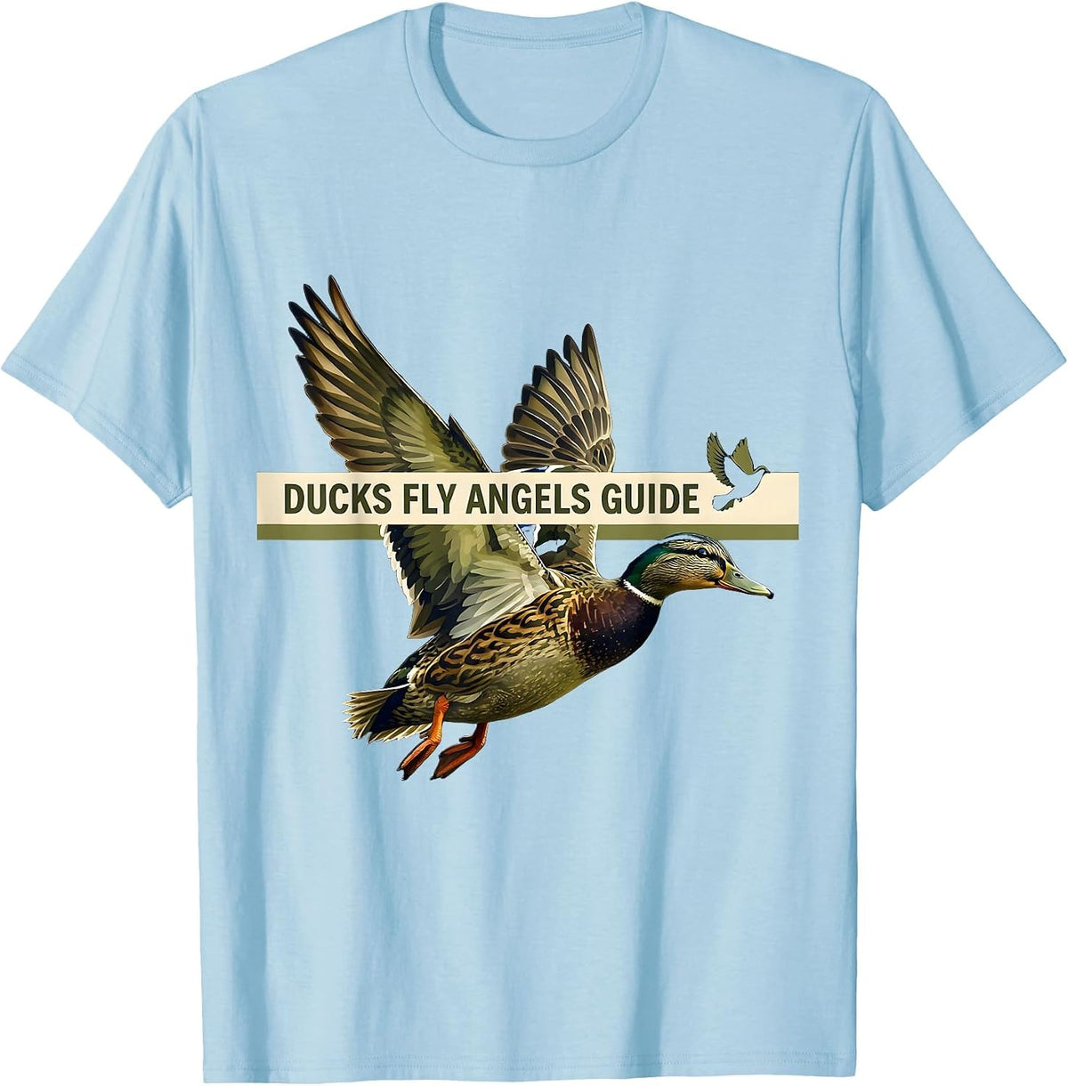 Men's Ducks Fly Angels Guide Duck Camo Design T-Shirt - Baby Blue