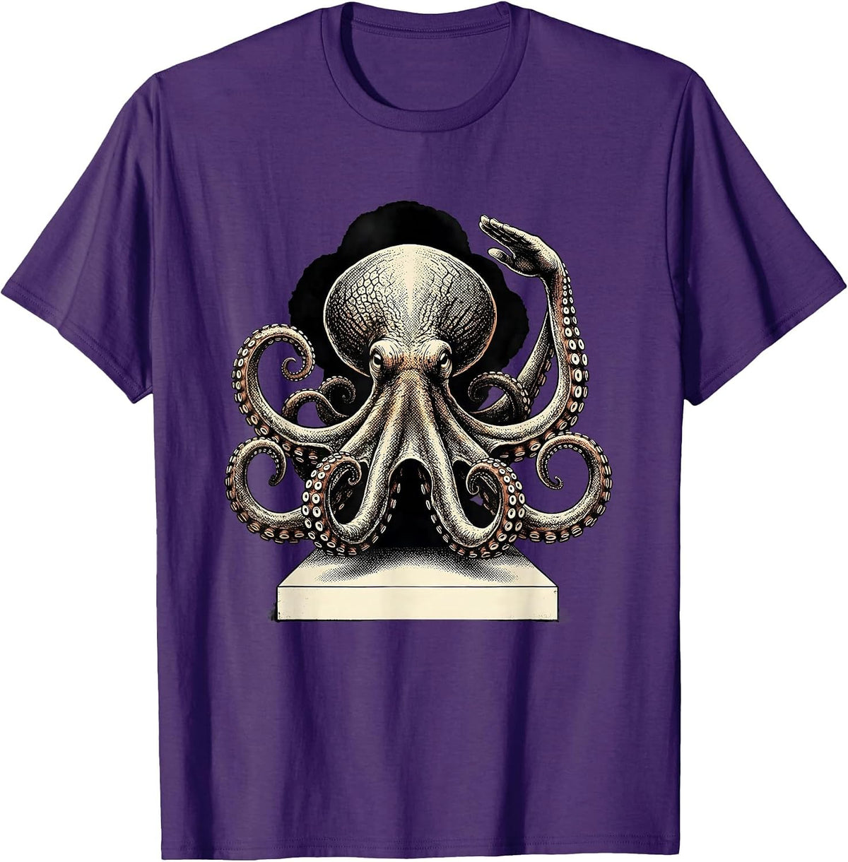 Saluting Octopus Distressed Sea Monster Fan T-Shirt - Purple
