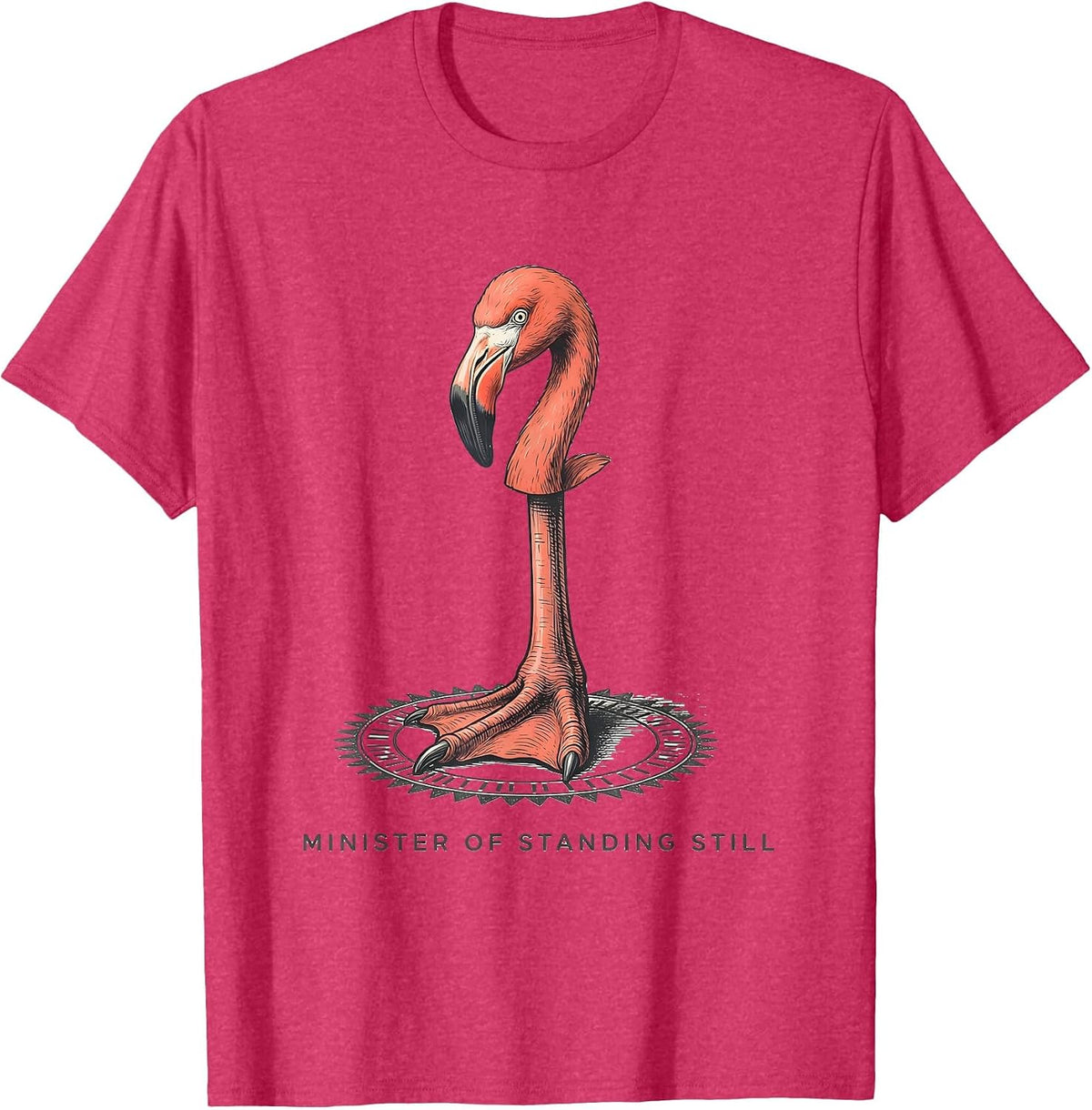 Men's Minister Of Standing Still Funny Flamingo Animal Humor T-Shirt - Red Heather