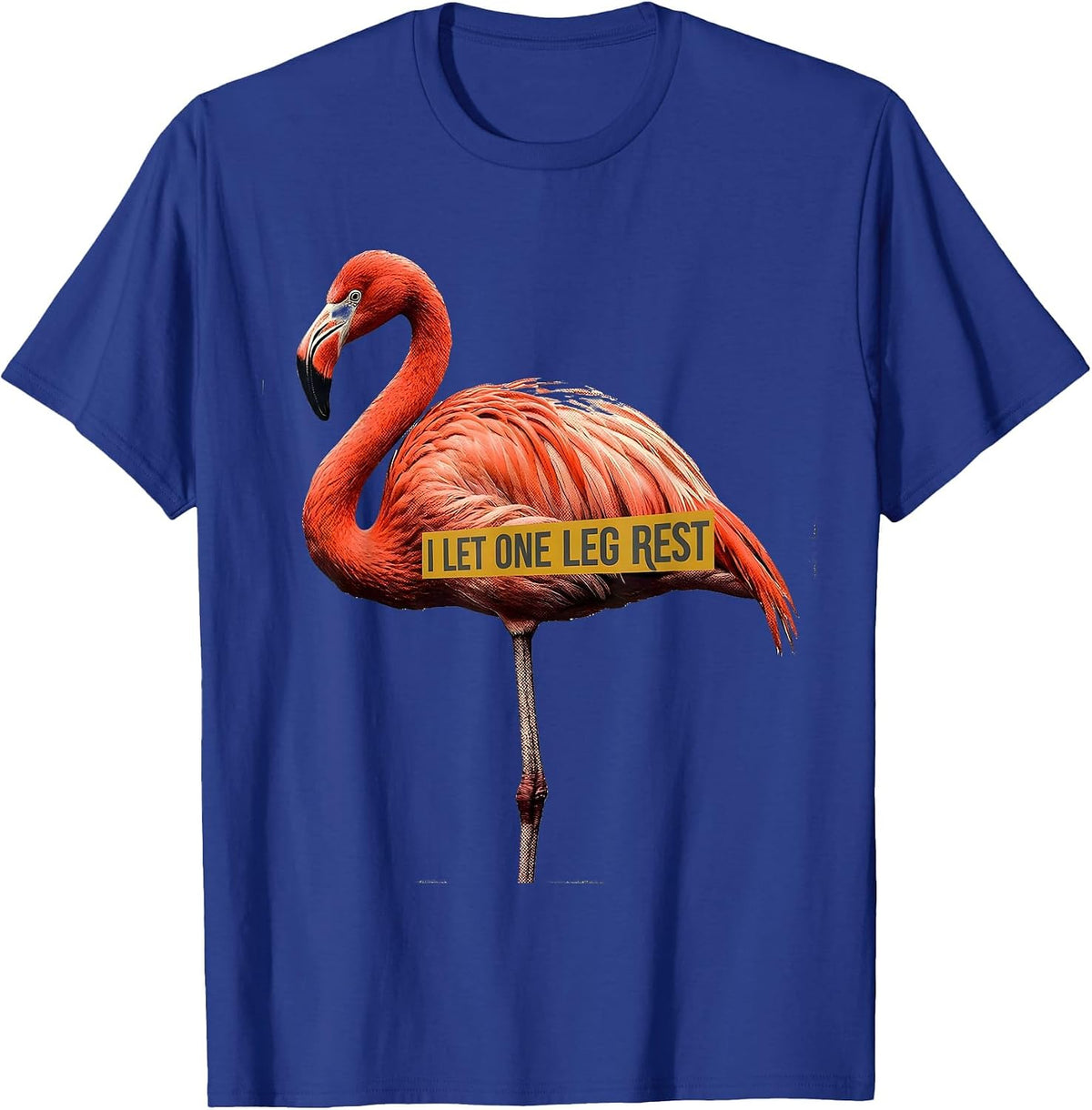 Men's I Let One Leg Rest Funny Flamingo Animal Humor Retro T-Shirt - Royal Blue