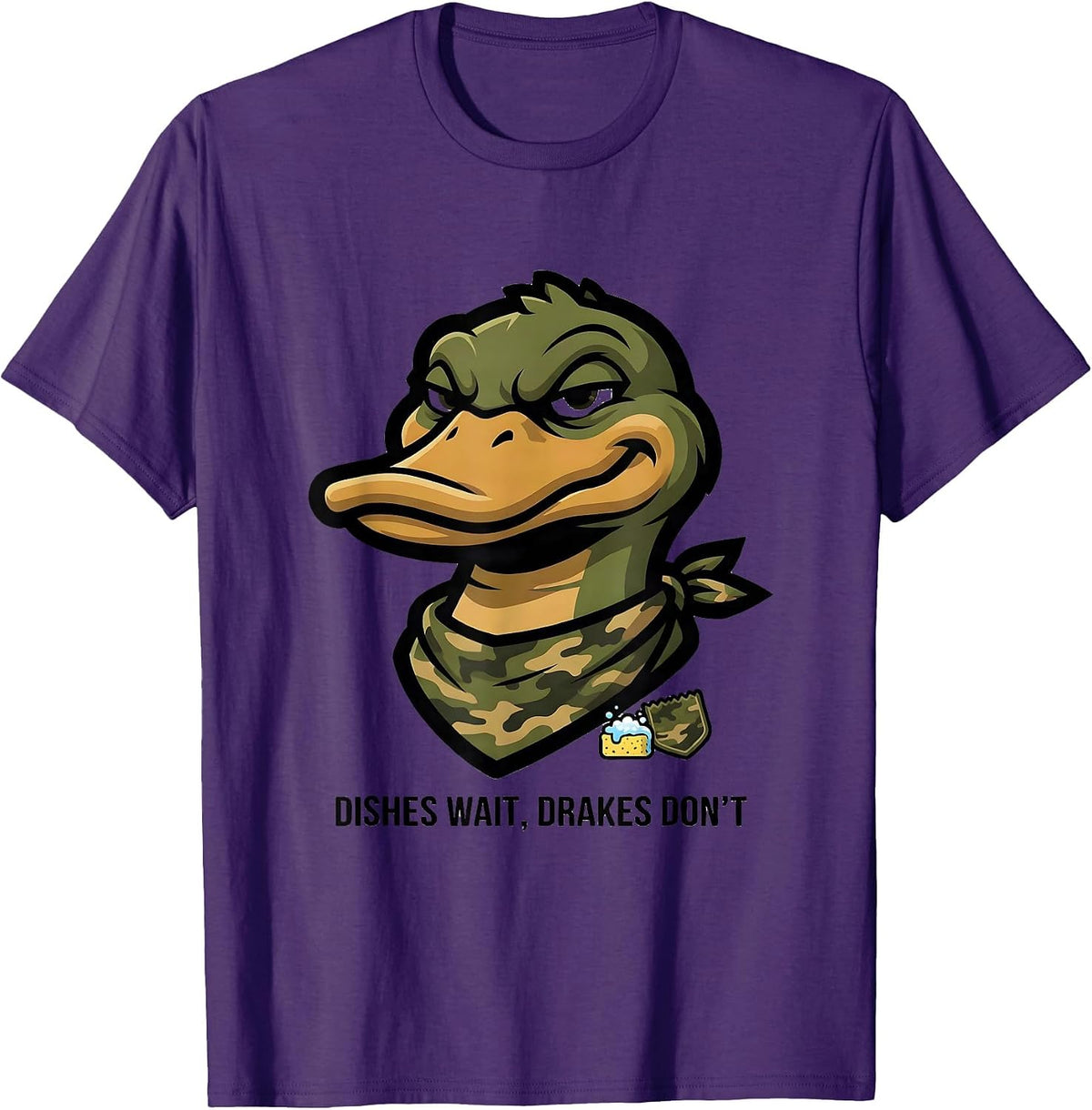 Dishes Wait Drakes Don't Funny Duck Camo Outdoor Gift T-Shirt - Purple