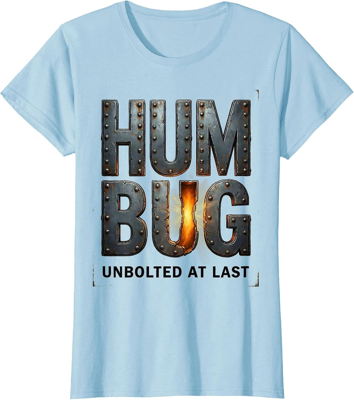 Humbug, Unbolted at Last Vintage Scrooge Christmas Carol T-Shirt - Baby Blue