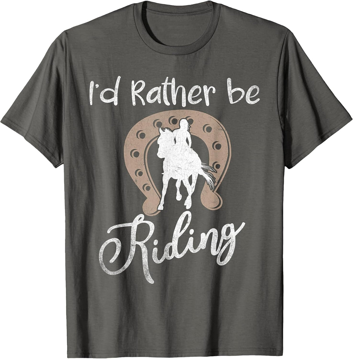Horse Shirts for Women Girls I'd Rather Be Riding Horseback T-Shirt - Asphalt Grey
