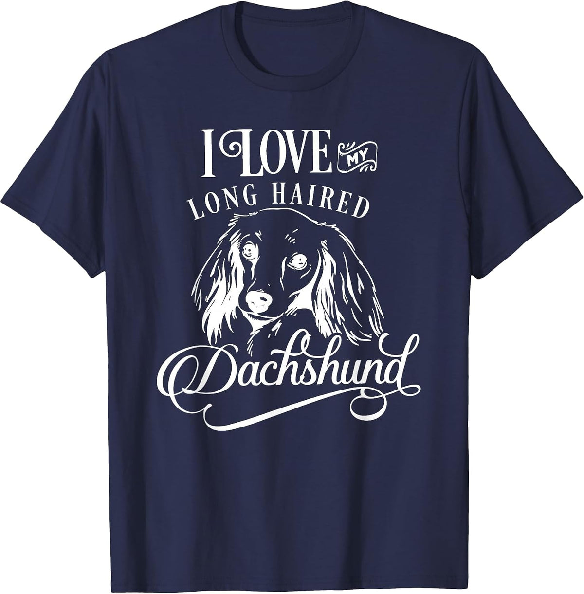 I Love My Dachshund T-Shirt I Cute Animal Pet Paw Novelty T-Shirt - Navy Blue