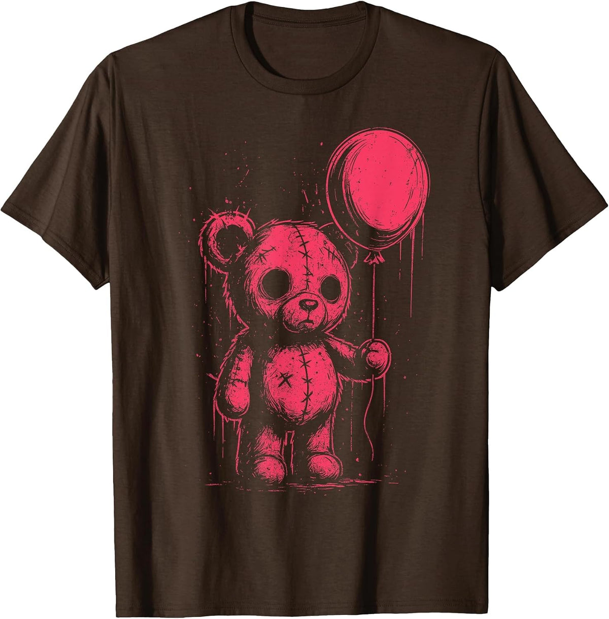 Creepy Cute Teddy Bear Pastel Goth Grunge Horror Lover T-Shirt - Brown