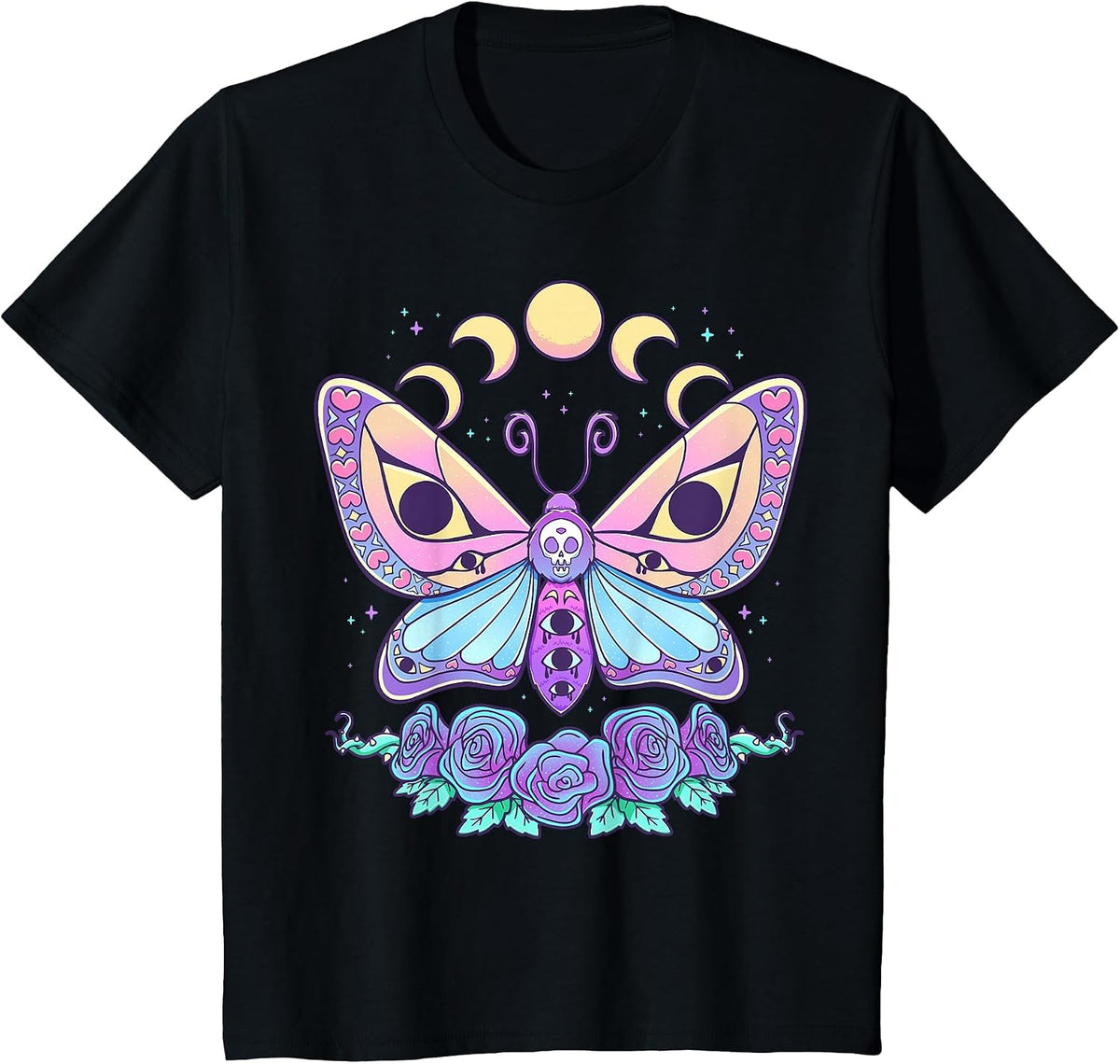 Pastel Goth Creepy Butterfly Moth Kawaii Emo Cute Nu Goth T-Shirt - Black