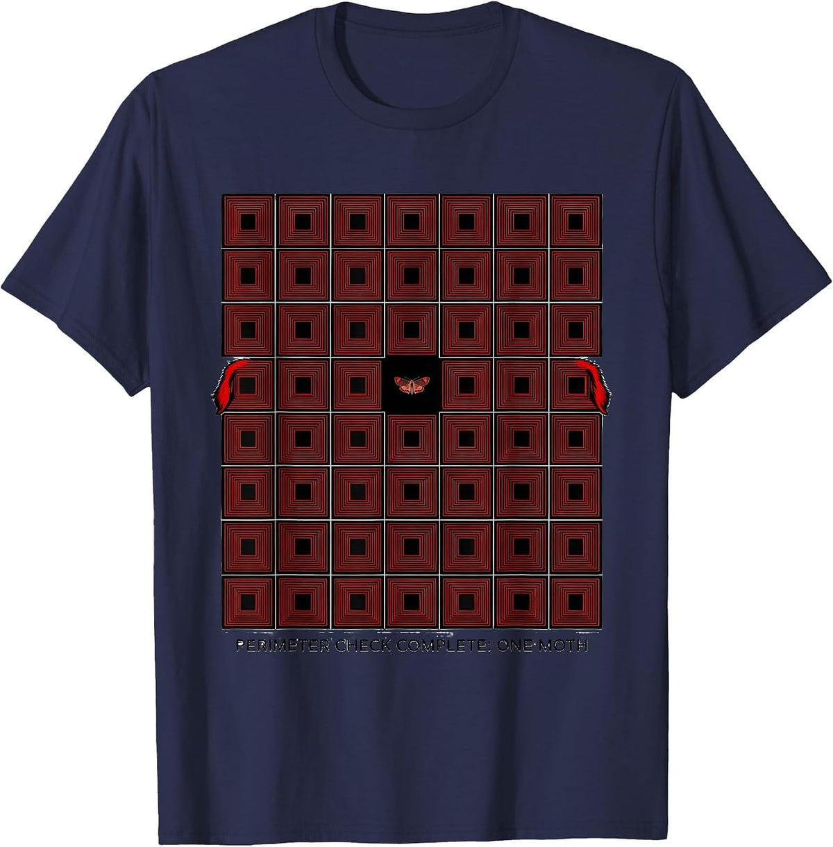 Perimeter Check Complete: One Moth Great Pyrenees Dog Owner T-Shirt - Navy Blue