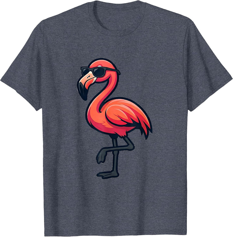 Flamingo Mascot Cool Novelty Bird Lover Gift T-Shirt, Men, Heather Blue, Medium - As Pictured