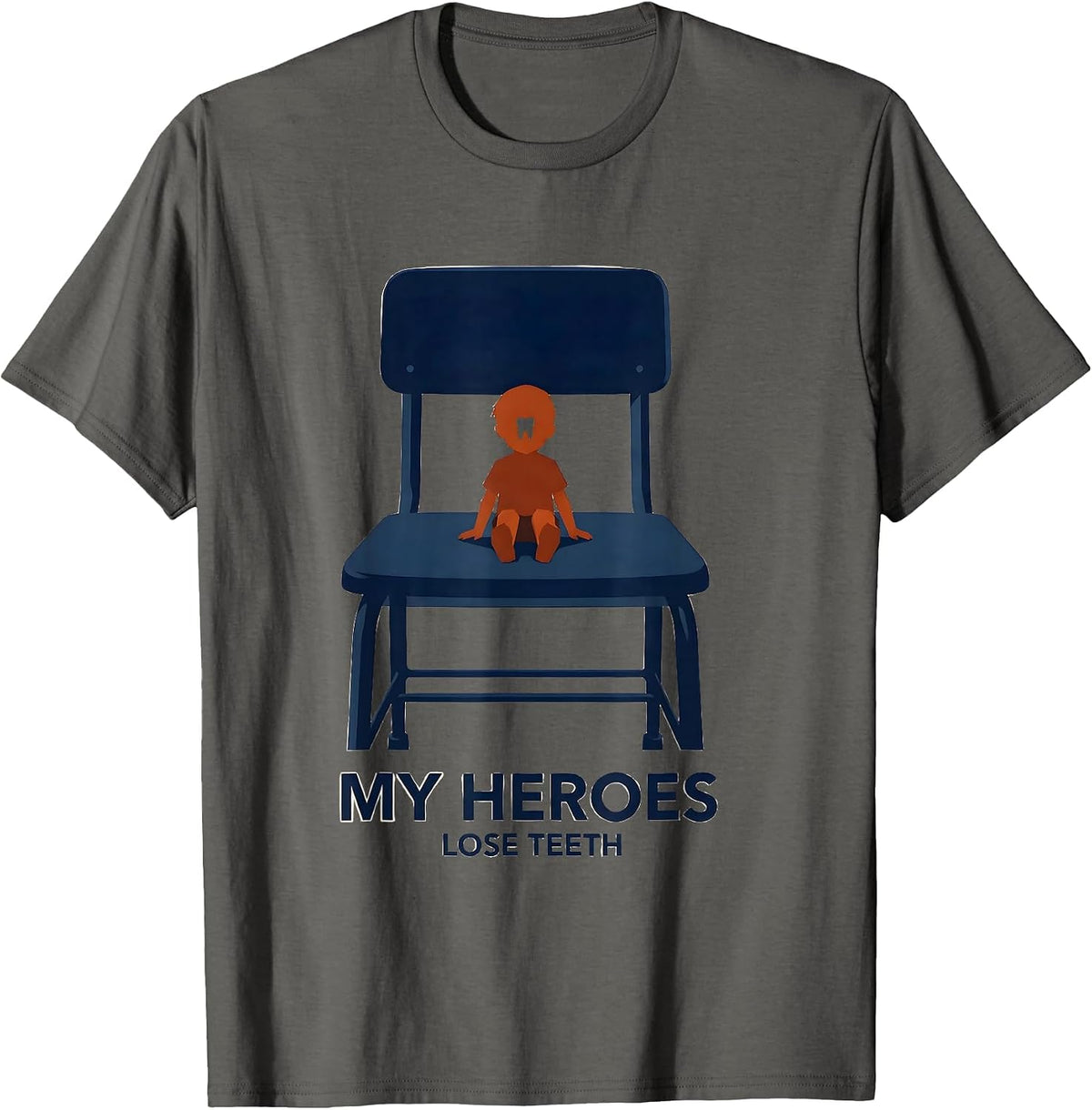 Men's My Heroes Lose Teeth Funny Teacher Superhero School Start T-Shirt - Asphalt Grey