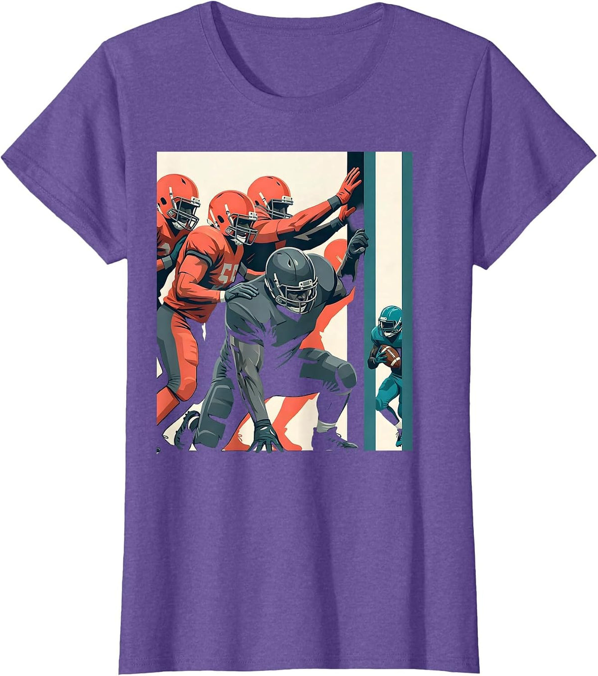 Women's Offensive Lineman Running Lane Football Fan Humor T-Shirt - Purple Heather