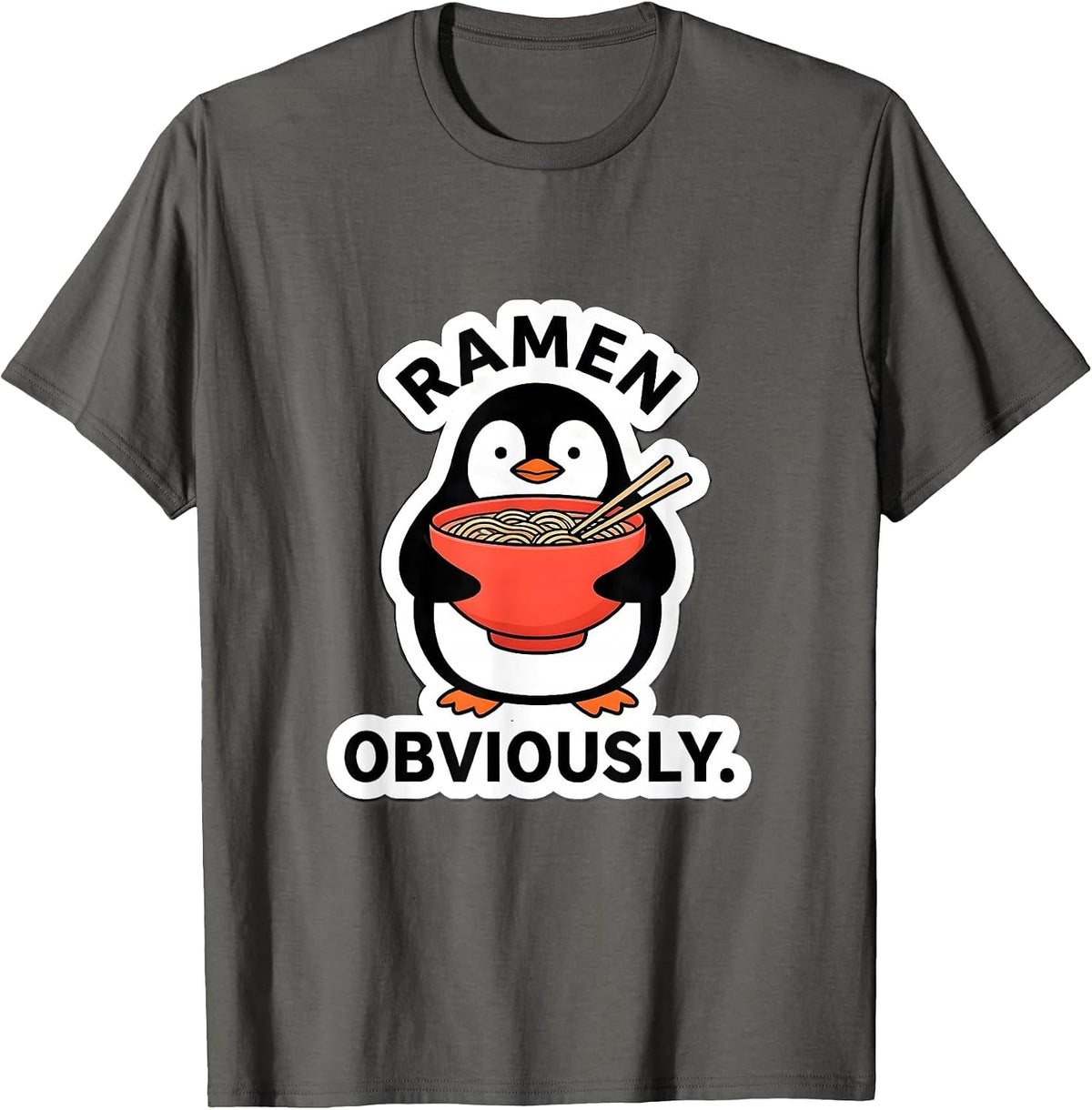 Men's Ramen, Obviously Cute Kawaii Anime Food Lover Humor T-Shirt - Asphalt Grey