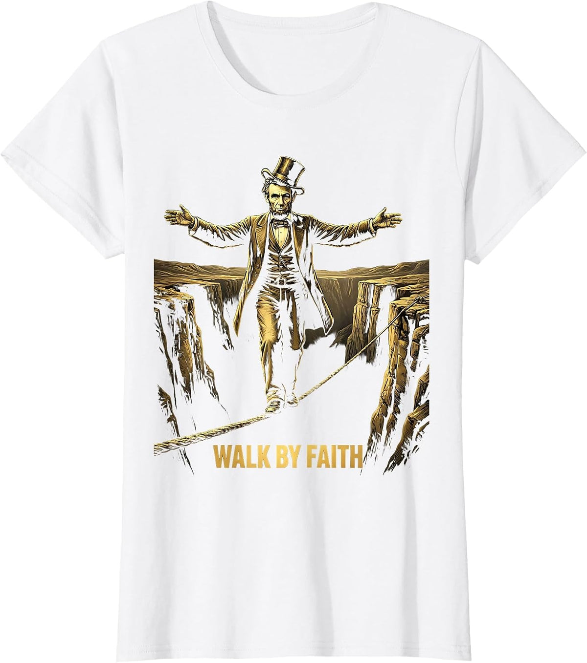 Walk by Faith Over Fear Inspirational Design T-Shirt - White