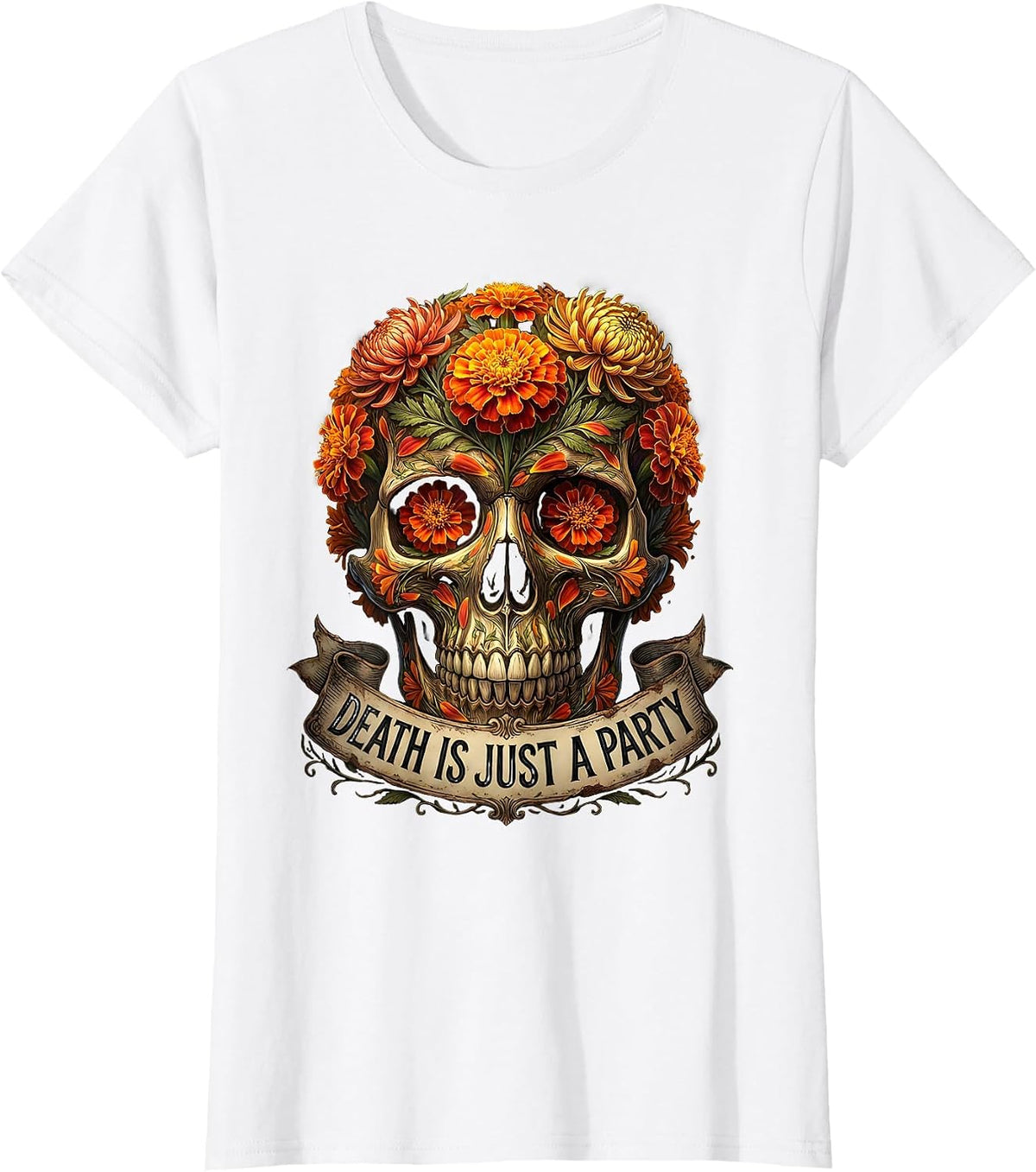 Death Is Just a Party Dia de los Muertos Design T-Shirt - White
