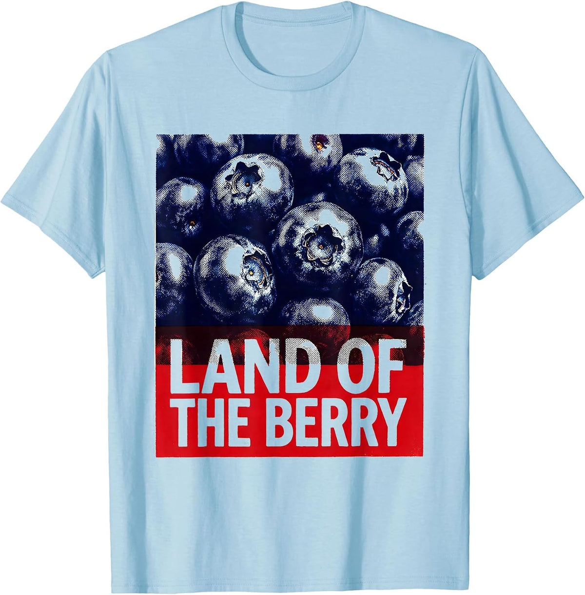 Men's Land of the Berry Red White and Blueberries Design T-Shirt - Baby Blue