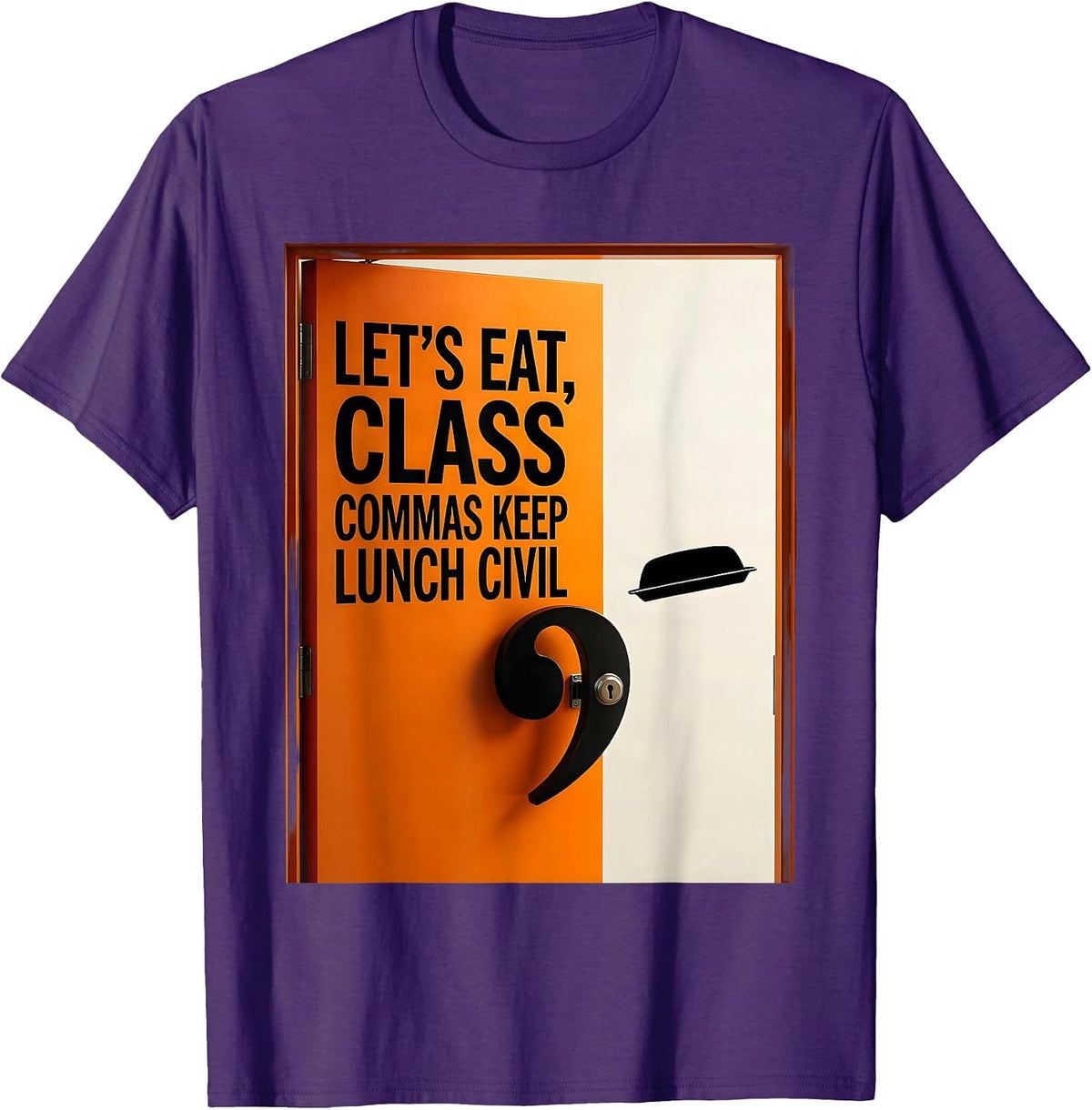 Let's Eat Class Commas Keep Lunch Civil Funny Grammar T-Shirt - Purple