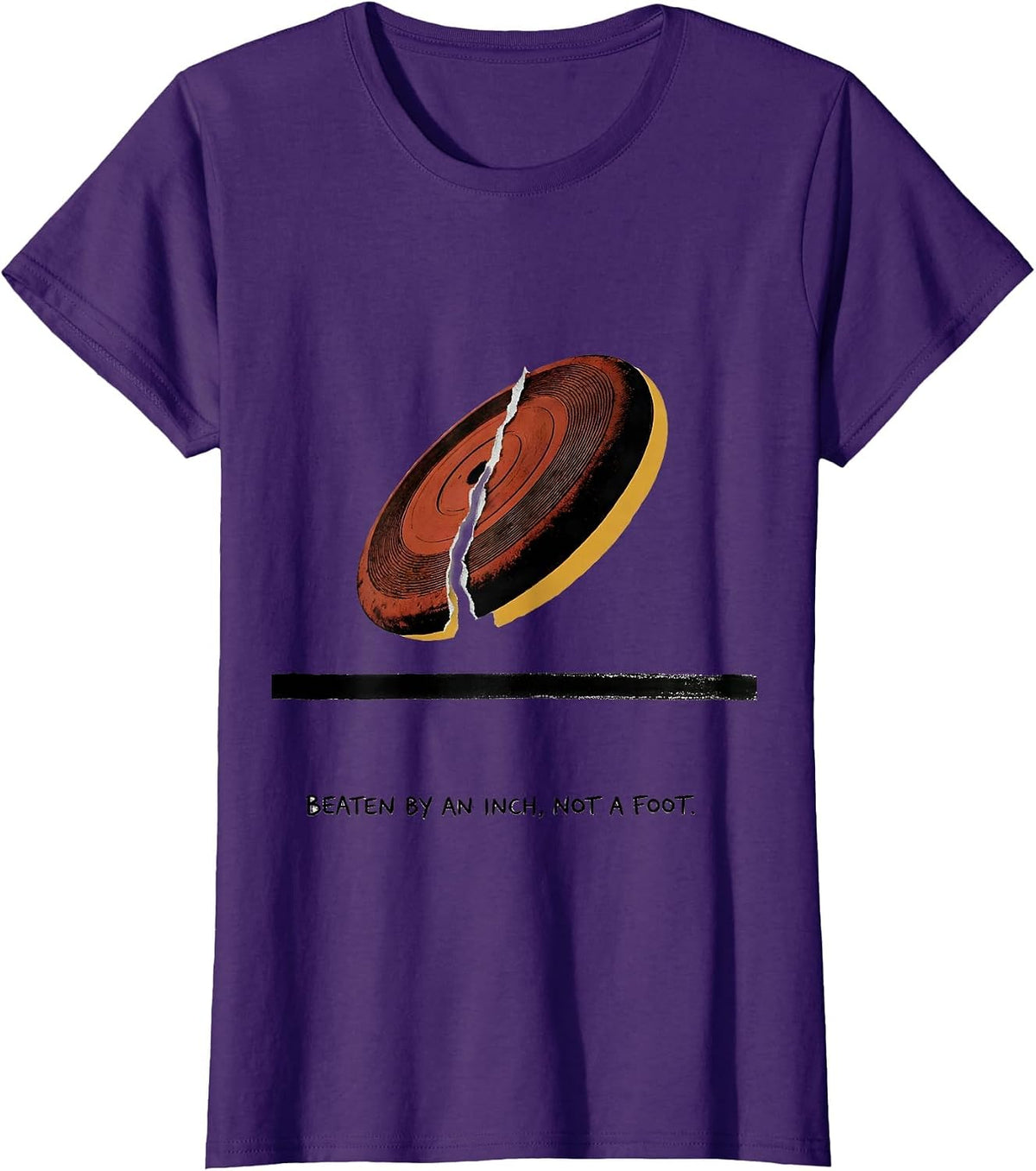 Women's Beaten By An Inch Not A Foot Funny Track And Field Thrower T-Shirt - Purple